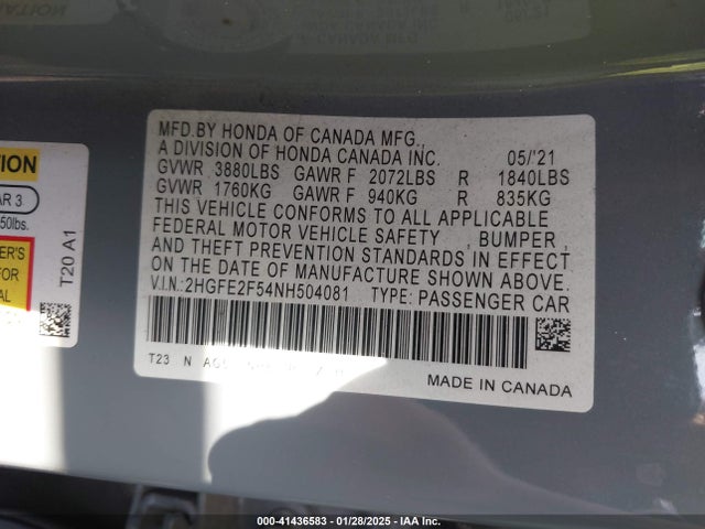 Honda Civic Sport 2022 2HGFE2F54NH504081 Image 9
