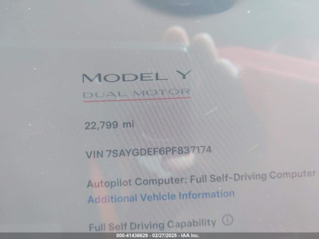 7SAYGDEF6PF837174 Tesla Model Y Performance Dual Motor All-wheel Drive