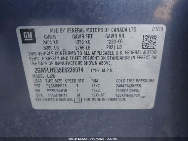2GNFLHE35E6226074 Chevrolet Equinox Ltz