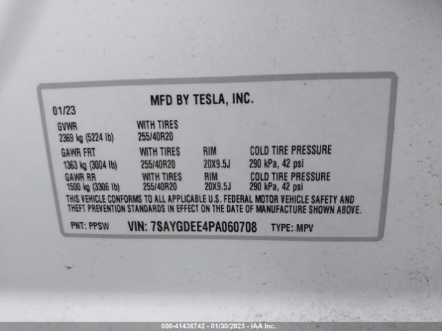 7SAYGDEE4PA060708 Tesla Model Y Awd/long Range Dual Motor All-wheel Drive