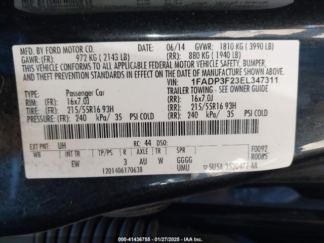 Ford FOCUS SE 2014 1FADP3F23EL347311 Image 9