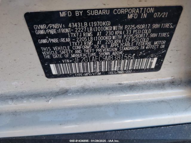 JF2GTAEC9M8381564 Subaru Crosstrek Premium