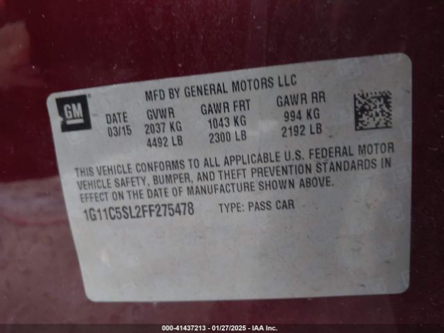 1G11C5SL2FF275478 Chevrolet MALIBU 1LT
