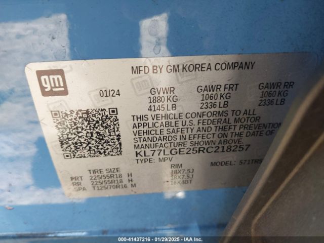 KL77LGE25RC218257 Chevrolet Trax Fwd 1rs