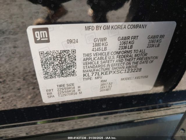 KL77LKEPXSC123228 Chevrolet Trax Fwd Activ