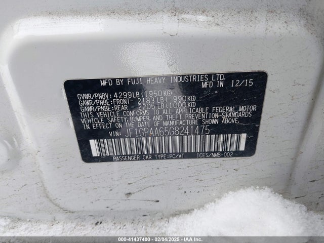 JF1GPAA65G8241475 Subaru 2.0l na