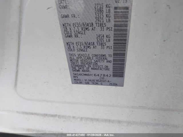 Nissan Pathfinder S 2015 5N1AR2MN6FC647842 Image 9