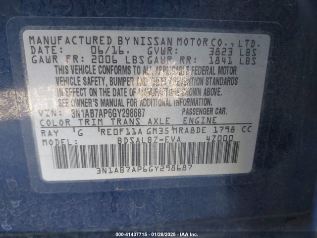 Nissan SENTRA S 2016 3N1AB7AP6GY298687 Image 9