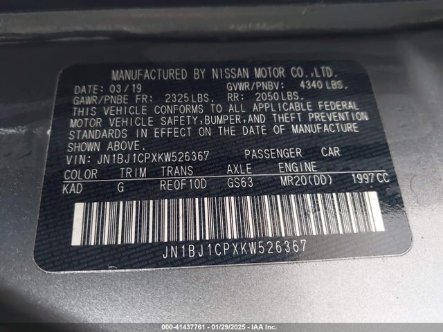 JN1BJ1CPXKW526367 Nissan Rogue Sport Sv