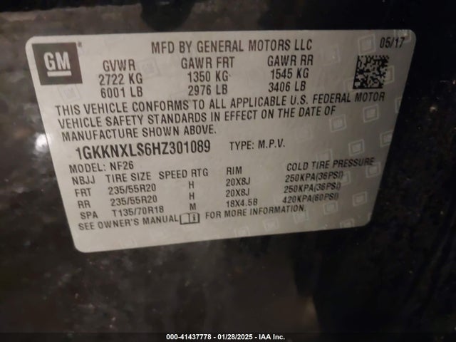 1GKKNXLS6HZ301089 GMC Acadia Denali