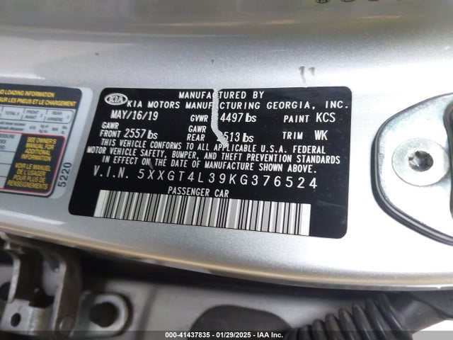 KIA Optima Lx 2019 5XXGT4L39KG376524 Image 9