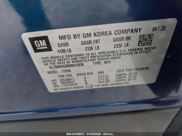 KL79MMS26MB019936 Chevrolet Trailblazer Fwd Ls