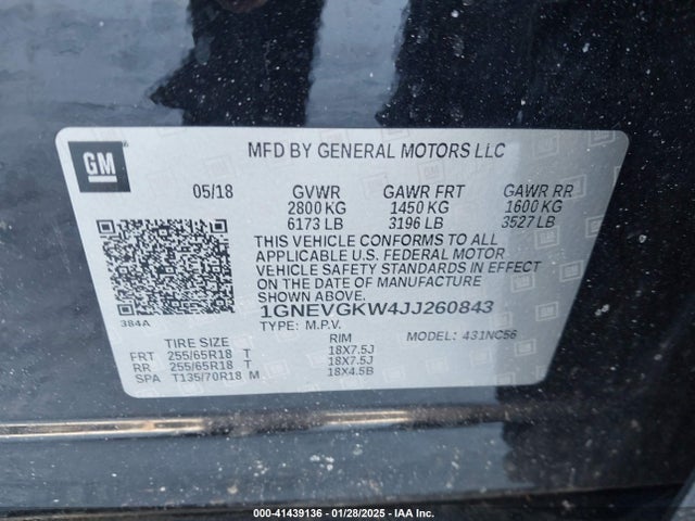 Chevrolet Traverse 1lt 2018 1GNEVGKW4JJ260843 Image 9