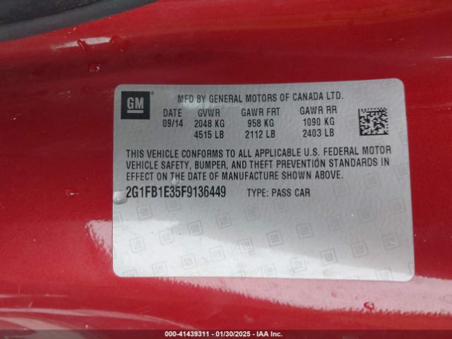 2G1FB1E35F9136449 Chevrolet Camaro 2ls