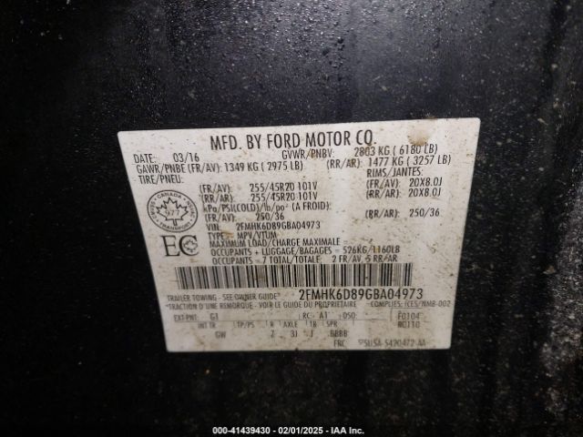 2FMHK6D89GBA04973 Ford Flex Limited