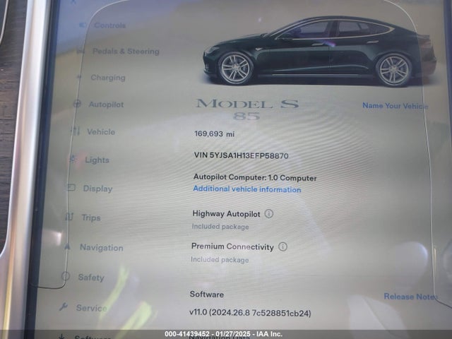 2014 TESLA MODEL S 5YJSA1H13EFP58870 Photo 6