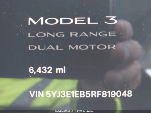 5YJ3E1EB5RF819048 Tesla Model 3 Long Range Dual Motor All-wheel Drive