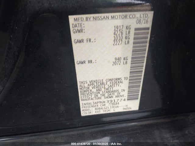 Nissan Altima 2.5 S 2016 1N4AL3AP9GN391774 Image 9