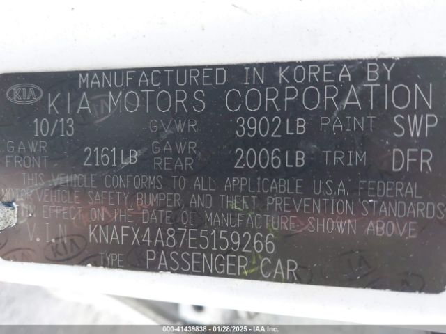 KNAFX4A87E5159266 KIA FORTE EX