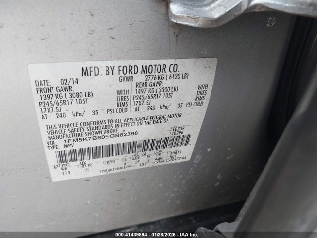 Ford Explorer 2014 1FM5K7B80EGB82398 Image 9