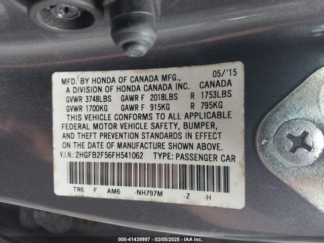 Honda Civic Lx 2015 2HGFB2F56FH541062 Image 9