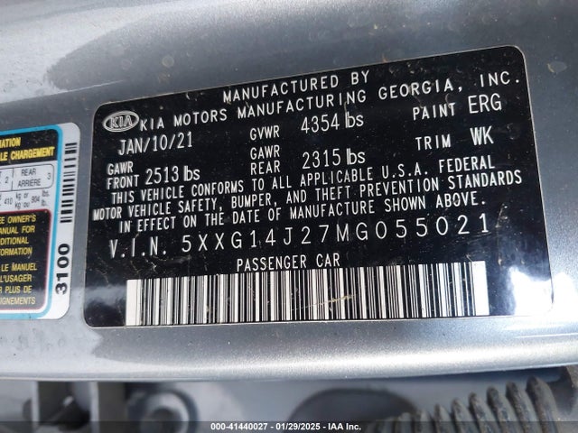 5XXG14J27MG055021 KIA K5 LXS