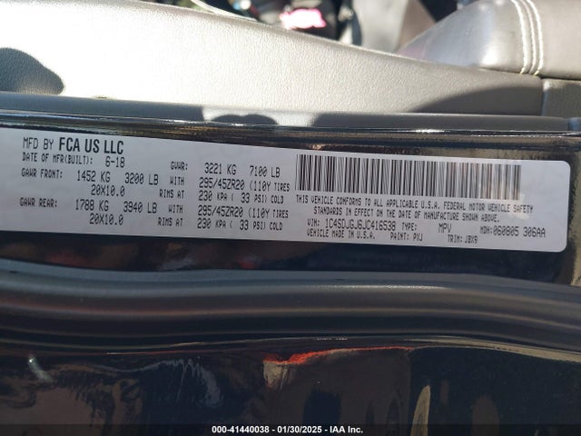 1C4SDJGJ6JC416538 Dodge Durango Srt Awd