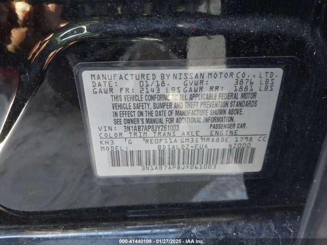 3N1AB7AP8JY261003 Nissan SENTRA SV