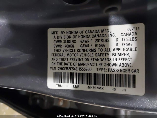 Honda Civic Lx 2014 2HGFB2F54EH555900 Image 9