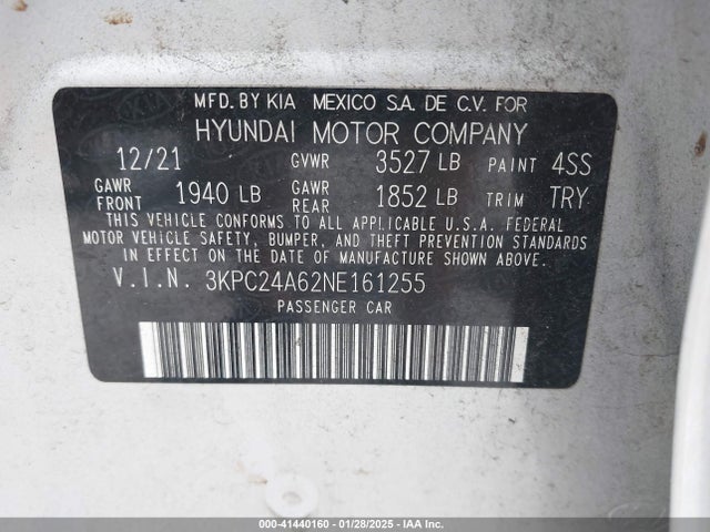 Hyundai ACCENT SE 2022 3KPC24A62NE161255 Image 9