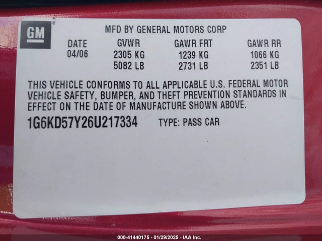 2006 CADILLAC DTS 1G6KD57Y26U217334 Photo 8