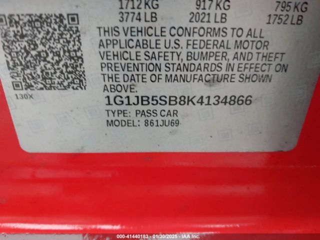1G1JB5SB8K4134866 Chevrolet Sonic Ls Auto