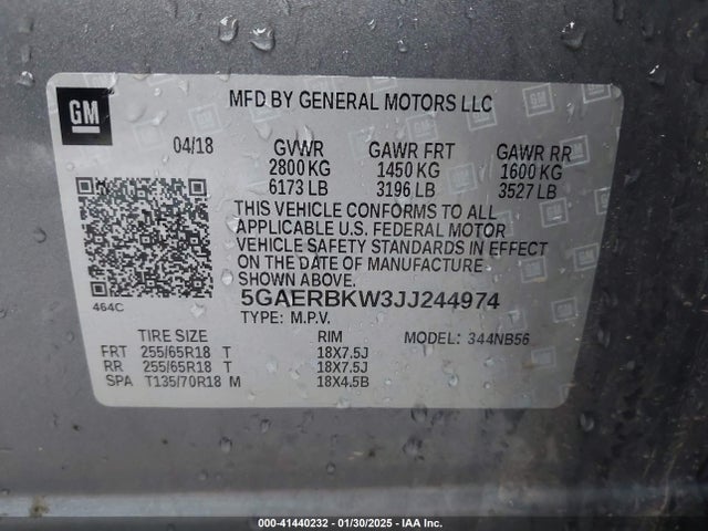 5GAERBKW3JJ244974 Buick lfy - spark ignited direct injection, atss, gen1