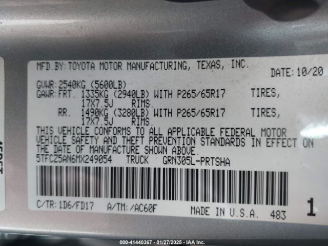 5TFCZ5AN6MX249054 Toyota Tacoma Trd Sport