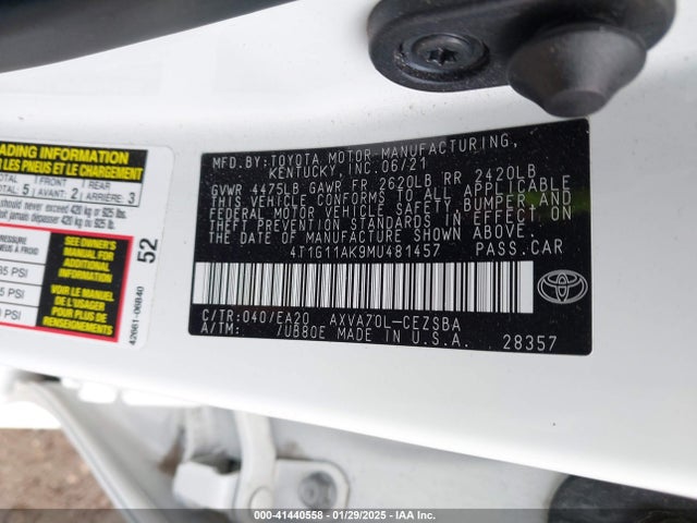 4T1G11AK9MU481457 Toyota CAMRY SE