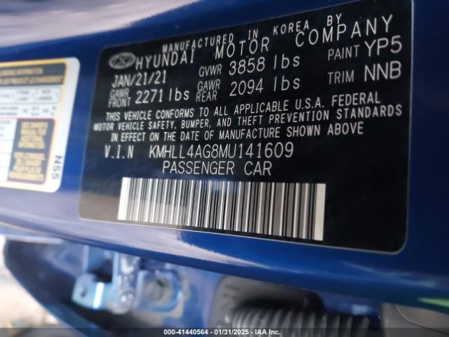 KMHLL4AG8MU141609 Hyundai ELANTRA SE