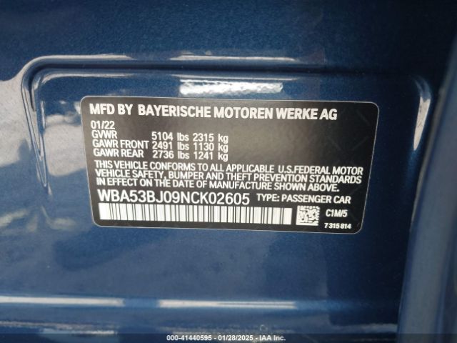 WBA53BJ09NCK02605 BMW 540 I
