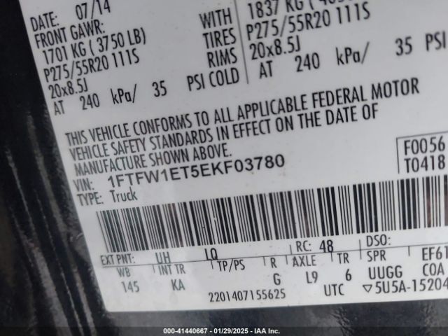 1FTFW1ET5EKF03780 Ford F-150 King Ranch