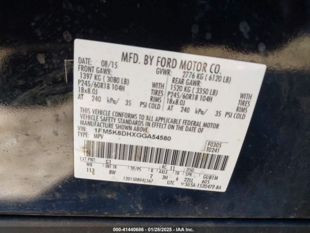 2016 FORD EXPLORER 1FM5K8DHXGGA54580 Photo 8