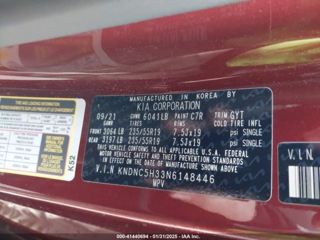 KNDNC5H33N6148446 KIA Carnival Mpv Ex