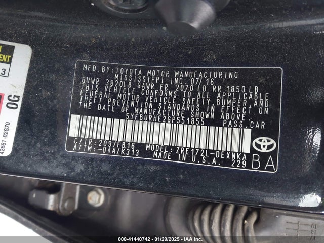 Toyota COROLLA LE 2016 5YFBURHE2GP551855 Image 9