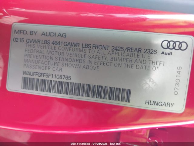 WAUFFGFF6F1108765 Audi S3 2.0t Premium Plus
