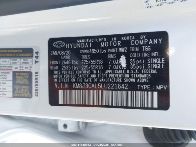KM8J3CAL5LU221642 Hyundai TUCSON SEL