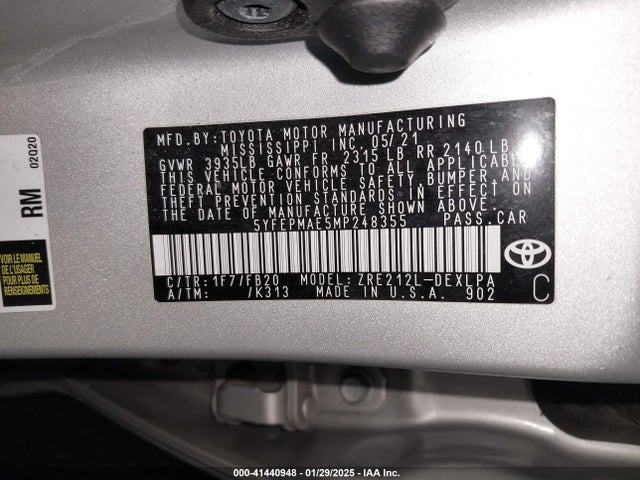 Toyota COROLLA LE 2021 5YFEPMAE5MP248355 Image 9