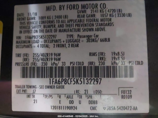 Ford MUSTANG GT 2019 1FA6P8CF5K5132297 Image 9
