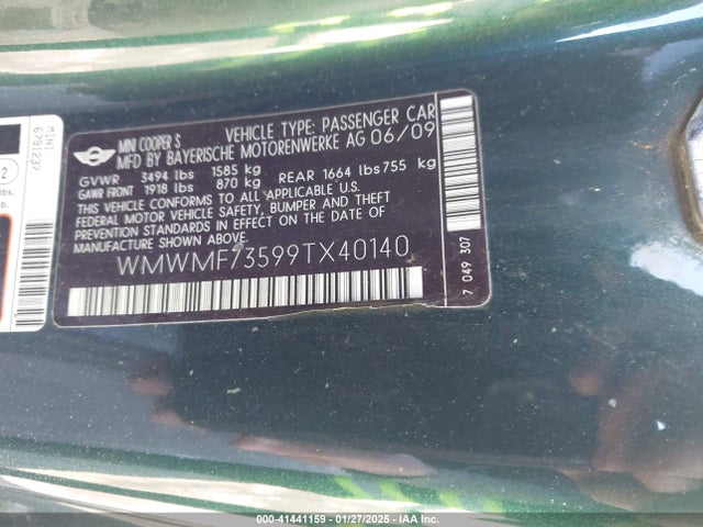 2009 MINI COOPER S WMWMF73599TX40140 Photo 8