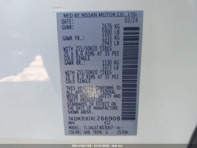 5N1DR3CB2RC266908 Nissan Pathfinder Sl Fwd