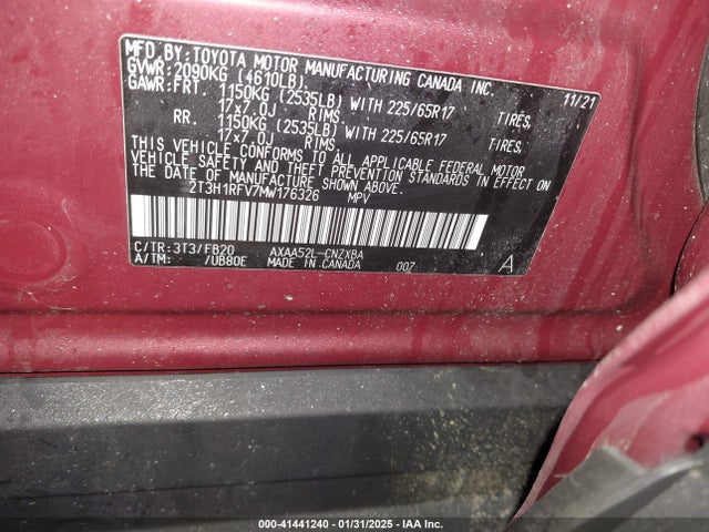 2T3H1RFV7MW176326 Toyota RAV4 LE