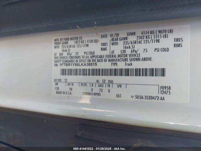 Ford Transit-250 2020 1FTBR1Y86LKA30515 Image 9