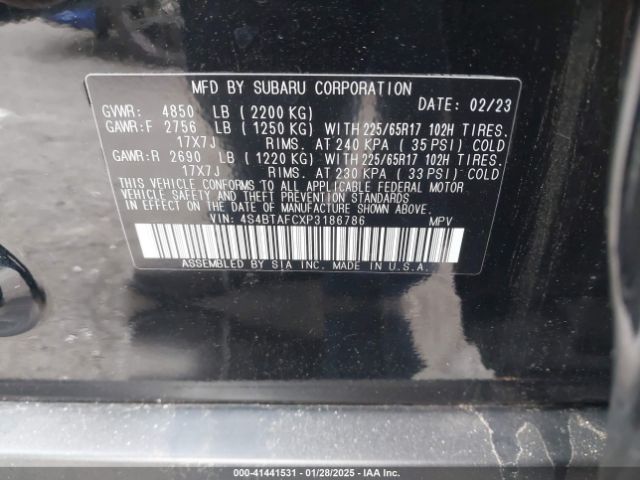 4S4BTAFCXP3186786 Subaru Outback Premium